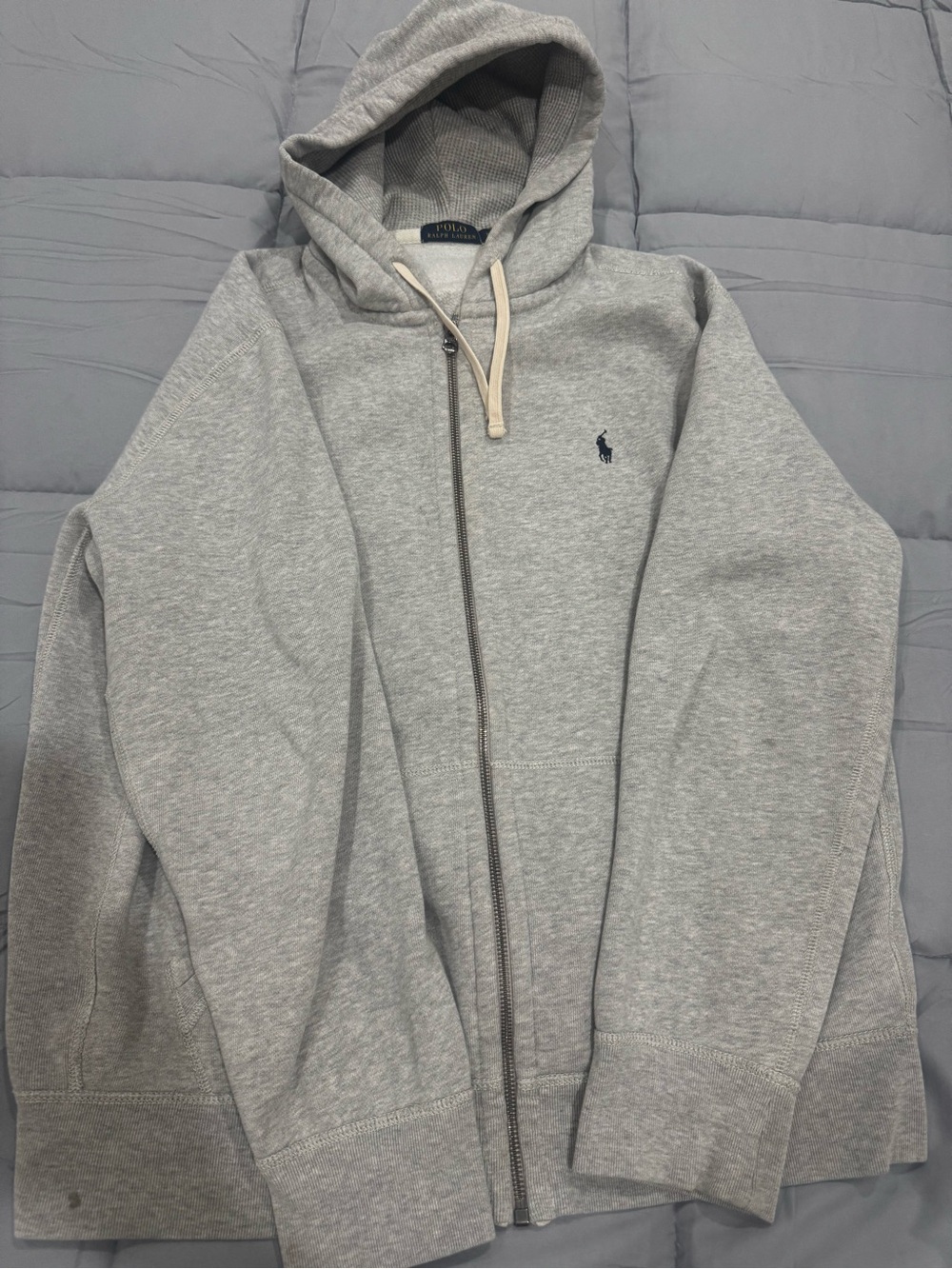 Polo by Ralph Lauren Light Gray Full-Zip Hoodie with Navy Pony